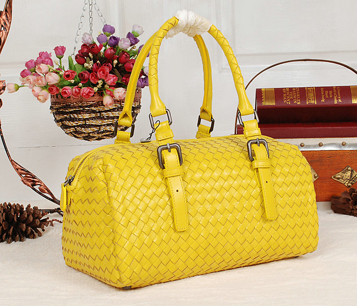 Bottega Veneta krim intrecciato calf bag 9646 lemon yellow - Click Image to Close